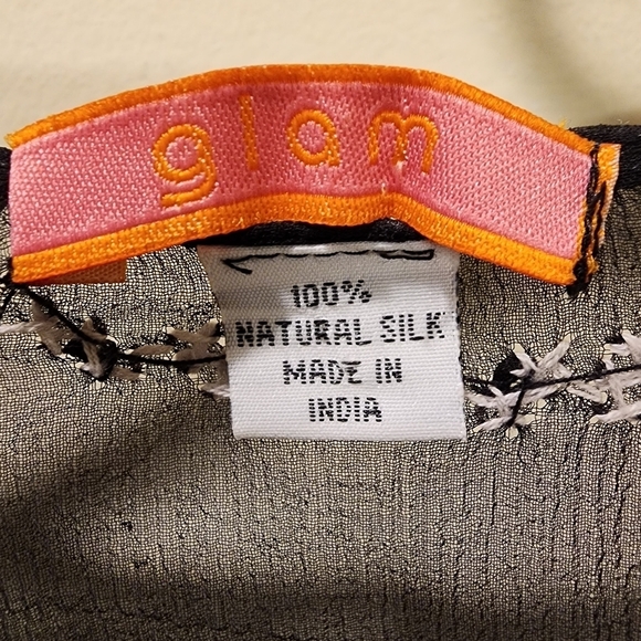 Glam Black 100% Silk Light Weight tunic blouse size 38 - Picture 5 of 15